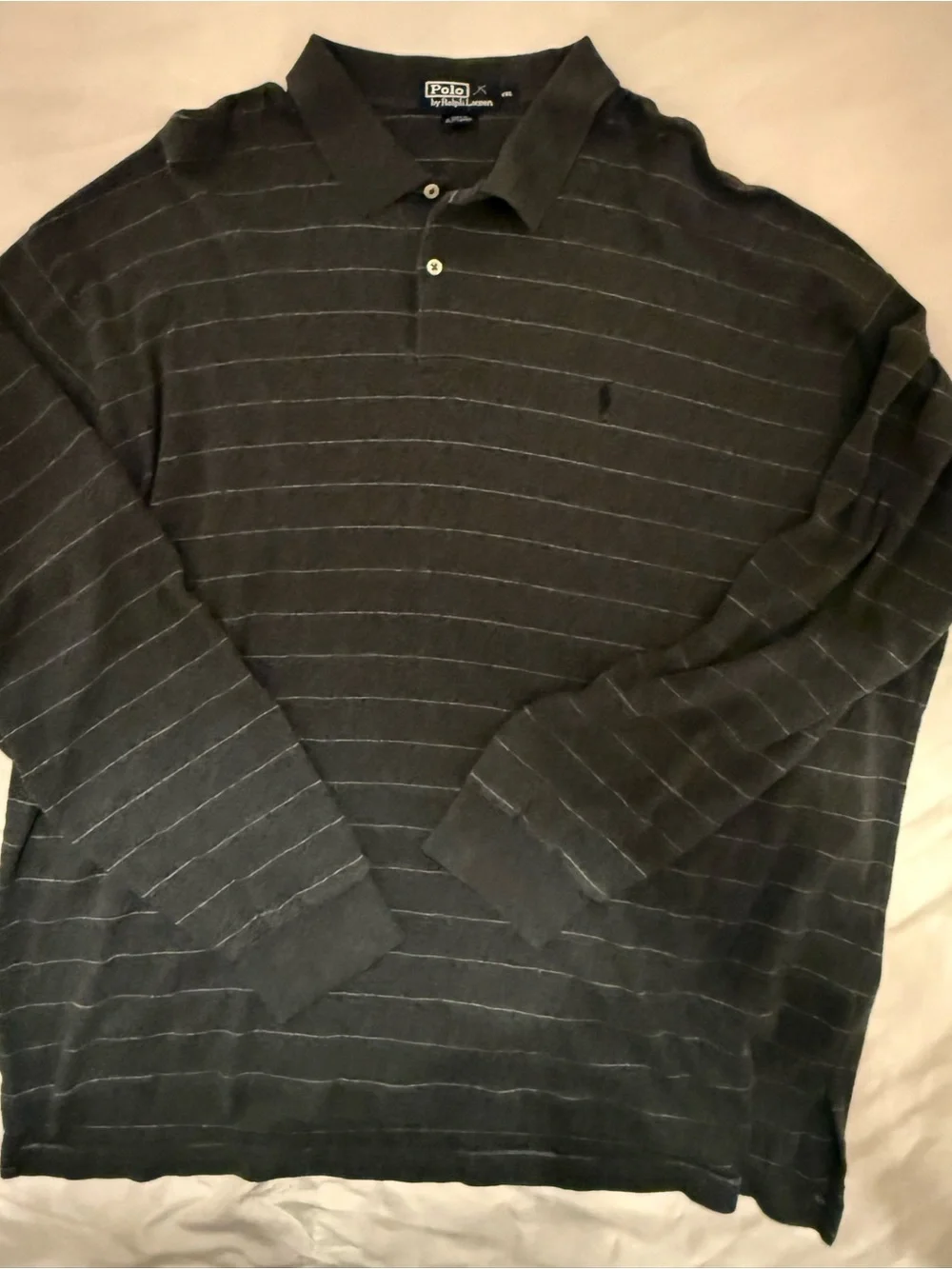 Polo by Ralph Lauren Black Long-Sleeve Striped Polo